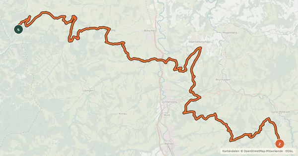 Kartenübersicht der Radroute Hörnli Bike - Etappe 2