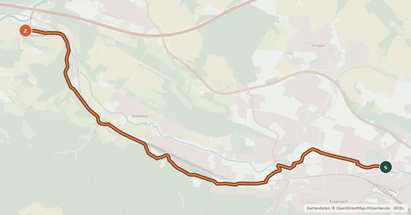 Kartenübersicht der Radroute Hörseltalradweg