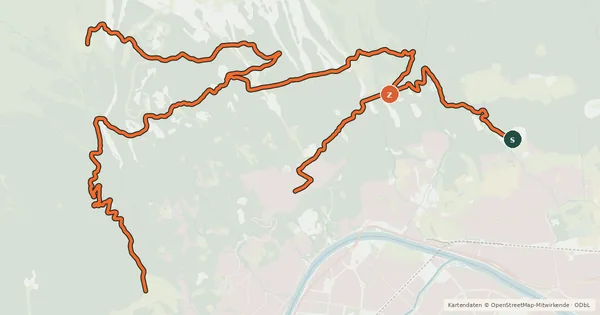 Kartenübersicht der Radroute Höttinger Alm