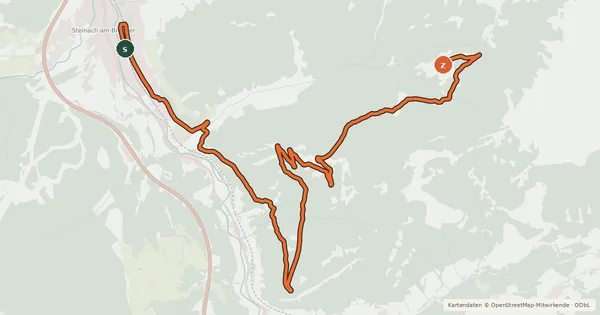 Kartenübersicht der Radroute Hoferalm