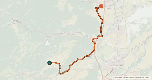 Kartenübersicht der Radroute Hohe Wand Radwanderweg
