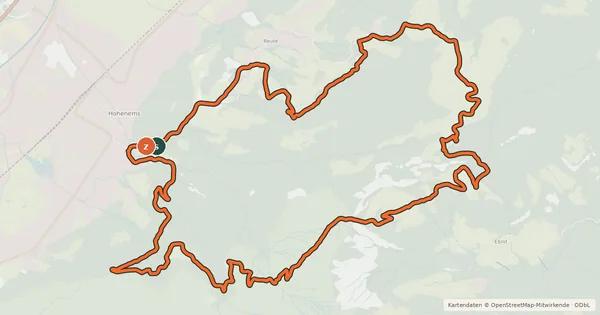 Kartenübersicht der Radroute Hohenems-Schuttannen-Fluehreck-Gsohlalpe-Hohenems