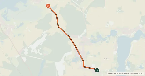 Kartenübersicht der Radroute Hohenferchesar (77) - Brielow (78)