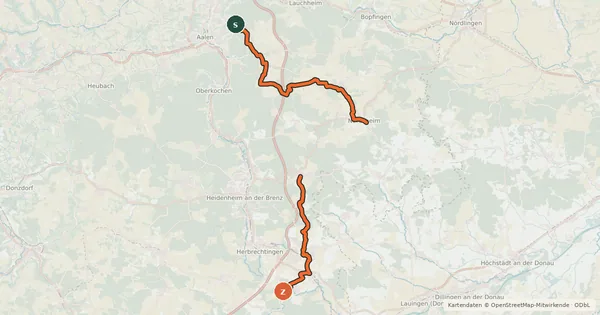 Kartenübersicht der Radroute Hohenlohe-Ostalb-Weg Härtfeld-Schleife