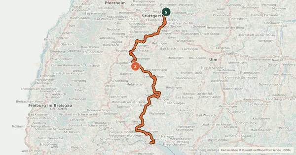 Kartenübersicht der Radroute Hohenzollern Radweg