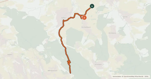 Kartenübersicht der Radroute Hohenzollern-Weg Abschnitt Großheppach - Esslingen