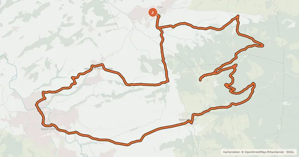 Kartenübersicht der Radroute Hoher Hirschberg-Route