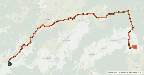 Kartenübersicht der Radroute Hoherodskopfsteig