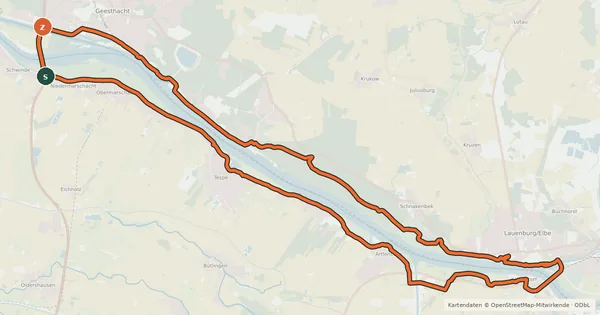 Kartenübersicht der Radroute Hohes Elbufer