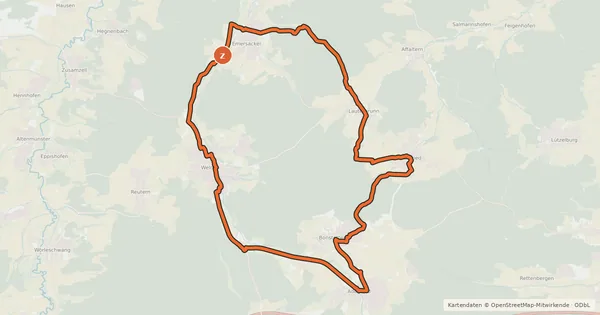 Kartenübersicht der Radroute Holzwinkel-Radweg