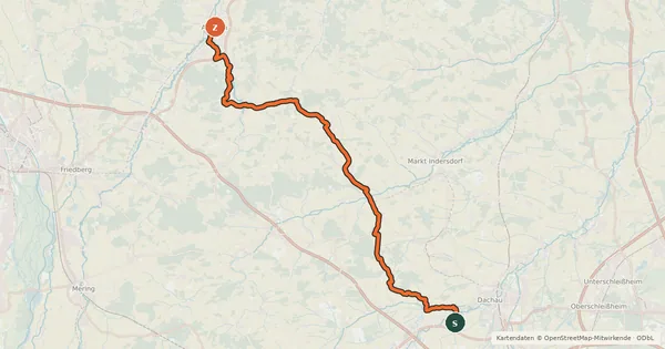 Kartenübersicht der Radroute Hopfenschleife - Wasser-Radlwege Oberbayern - Abschnitt 2