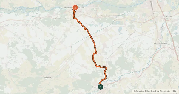 Kartenübersicht der Radroute Hopfenschleife - Wasser-Radlwege Oberbayern - Abschnitt 4