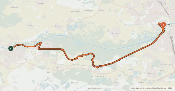 Kartenübersicht der Radroute Hopfenschleife - Wasser-Radlwege Oberbayern - Abschnitt 5