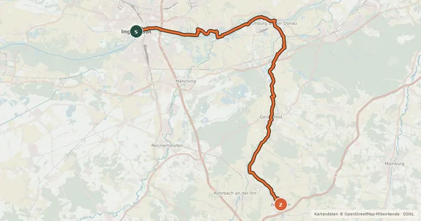 Kartenübersicht der Radroute Hopfenschleife - Wasser-Radlwege Oberbayern - Abschnitt 6