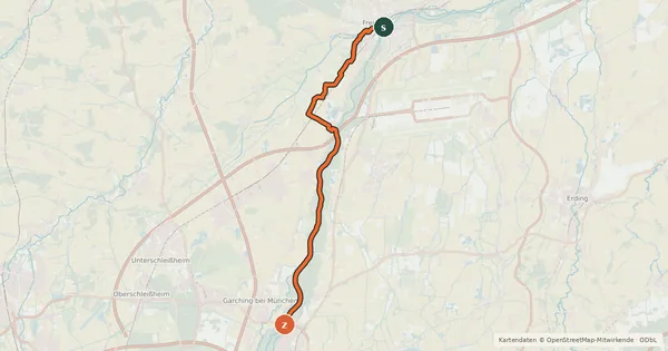 Kartenübersicht der Radroute Hopfenschleife - Wasser-Radlwege Oberbayern - Abschnitt 8