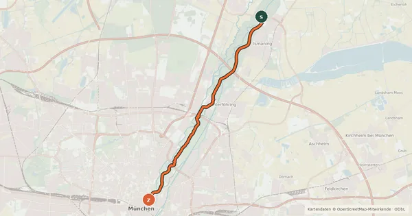 Kartenübersicht der Radroute Hopfenschleife - Wasser-Radlwege Oberbayern - Abschnitt 9