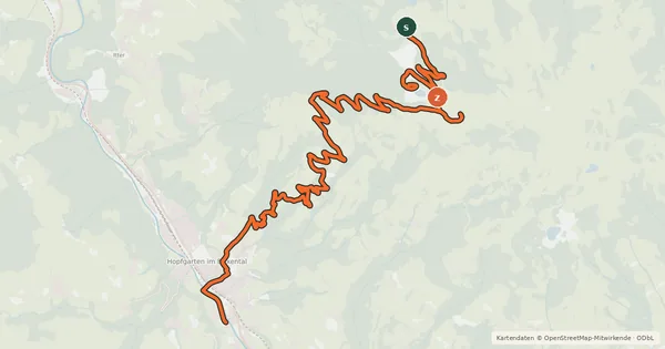 Kartenübersicht der Radroute Hopfgarten-GH Rigi