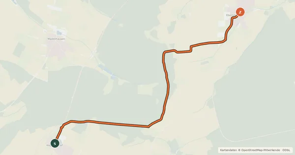 Kartenübersicht der Radroute Hoppachshof - Ebertshausen