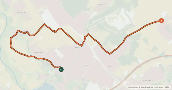 Kartenübersicht der Radroute Hückelhoven (92) - Hückelhoven (93)