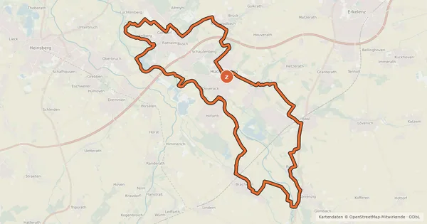 Kartenübersicht der Radroute Hückelhoven - An den Ufern der Rur