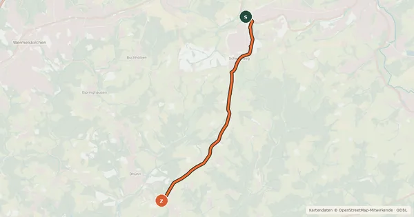 Kartenübersicht der Radroute Hückeswagen (30) - Wermelskirchen (33)