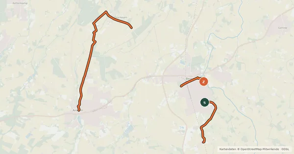 Kartenübersicht der Radroute Hügeltour