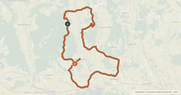 Kartenübersicht der Radroute Hügeltour