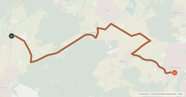 Kartenübersicht der Radroute Hürtgenwald (54) - Kreuzau (55)
