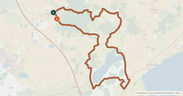 Kartenübersicht der Radroute Hüttener-Berge-Tour