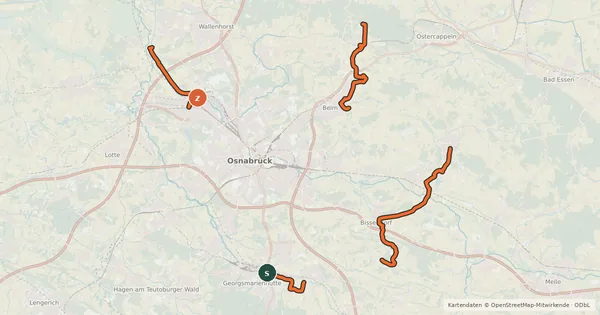 Kartenübersicht der Radroute Hufeisen-Route
