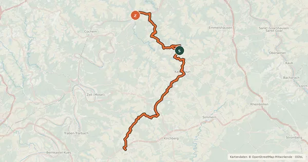 Kartenübersicht der Radroute Hunsrück-Mosel-Radweg
