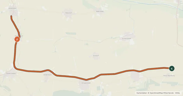 Kartenübersicht der Radroute Huy-Radweg