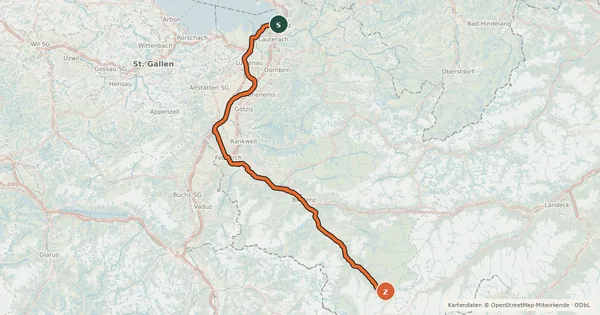 Kartenübersicht der Radroute Ill-Rhein Route