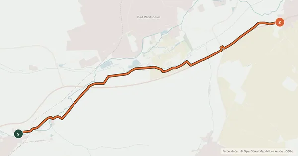 Kartenübersicht der Radroute Illesheim - Lenkersheim