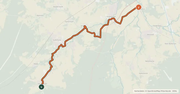 Kartenübersicht der Radroute Ilmenau-Radweg (Nebenroute)