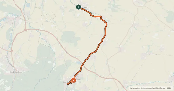 Kartenübersicht der Radroute Ilseradweg