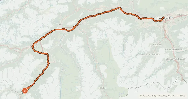Kartenübersicht der Radroute Innradweg Tiroler Oberland