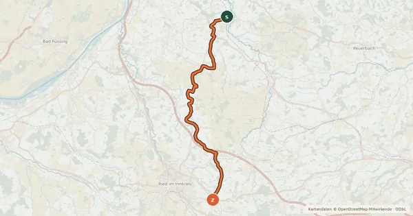 Kartenübersicht der Radroute Innviertlerweg