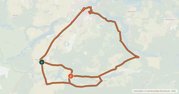 Kartenübersicht der Radroute Ins Biosphärenreservat