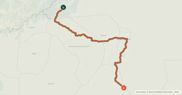 Kartenübersicht der Radroute Iron Curtain Trail [SL|HU]_1 (Felsőszölnök - Prosenjakovci)