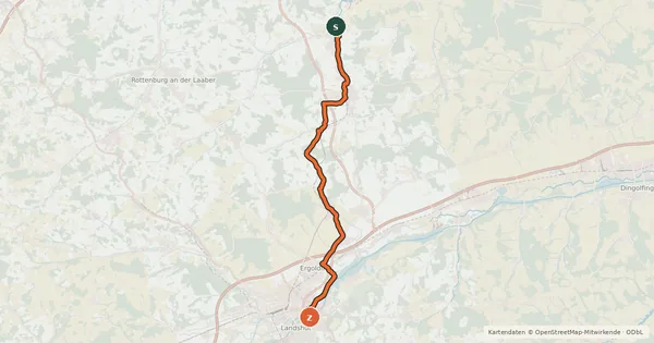 Kartenübersicht der Radroute Isar-Laaber Radweg