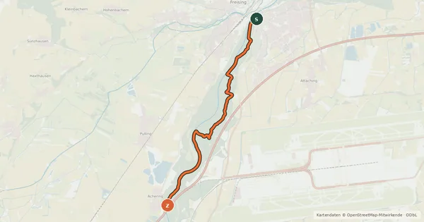 Kartenübersicht der Radroute Isar-Radweg 2