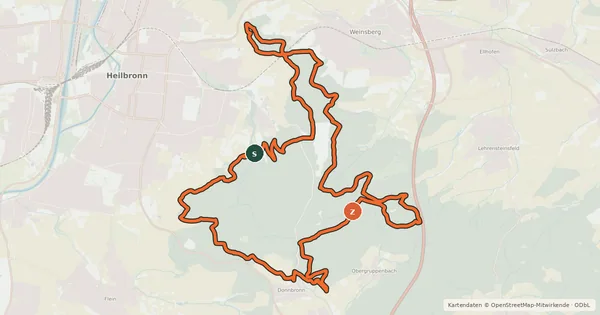 Kartenübersicht der Radroute IVB MTB Tour 1 Stadtwaldrunde