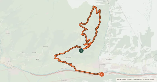 Kartenübersicht der Radroute Jeizibärg Bike