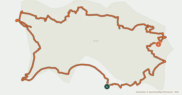 Kartenübersicht der Radroute Jersey Cycle Route 1