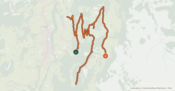 Kartenübersicht der Radroute Jochberg Ost