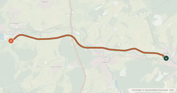 Kartenübersicht der Radroute Jünkerath (02) - Kronenburg (80)