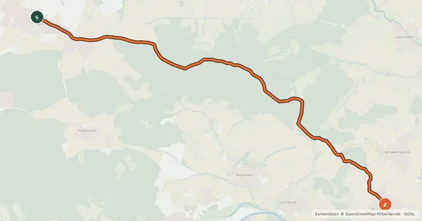 Kartenübersicht der Radroute Jurahochweg