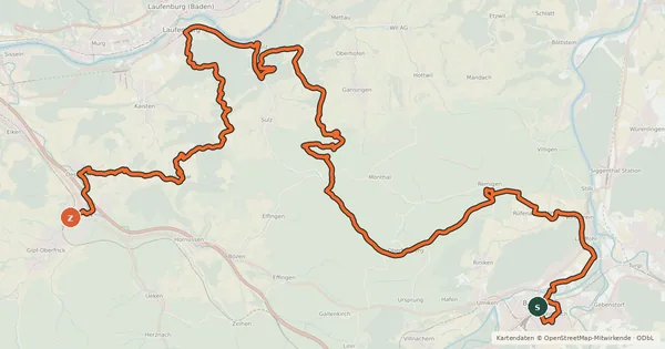 Kartenübersicht der Radroute Jurapark Aargau
