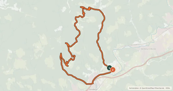 Kartenübersicht der Radroute K3 MTB-Strecke Kindberg – Zeller